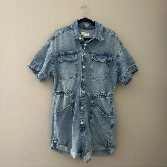 FREE PEOPLE Marci Cuffed Shortalls Coverall Romper in Marrakesh Size XL NWT - Picture 5 of 8